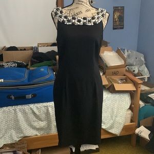 Black Gemstone Neck Dress
